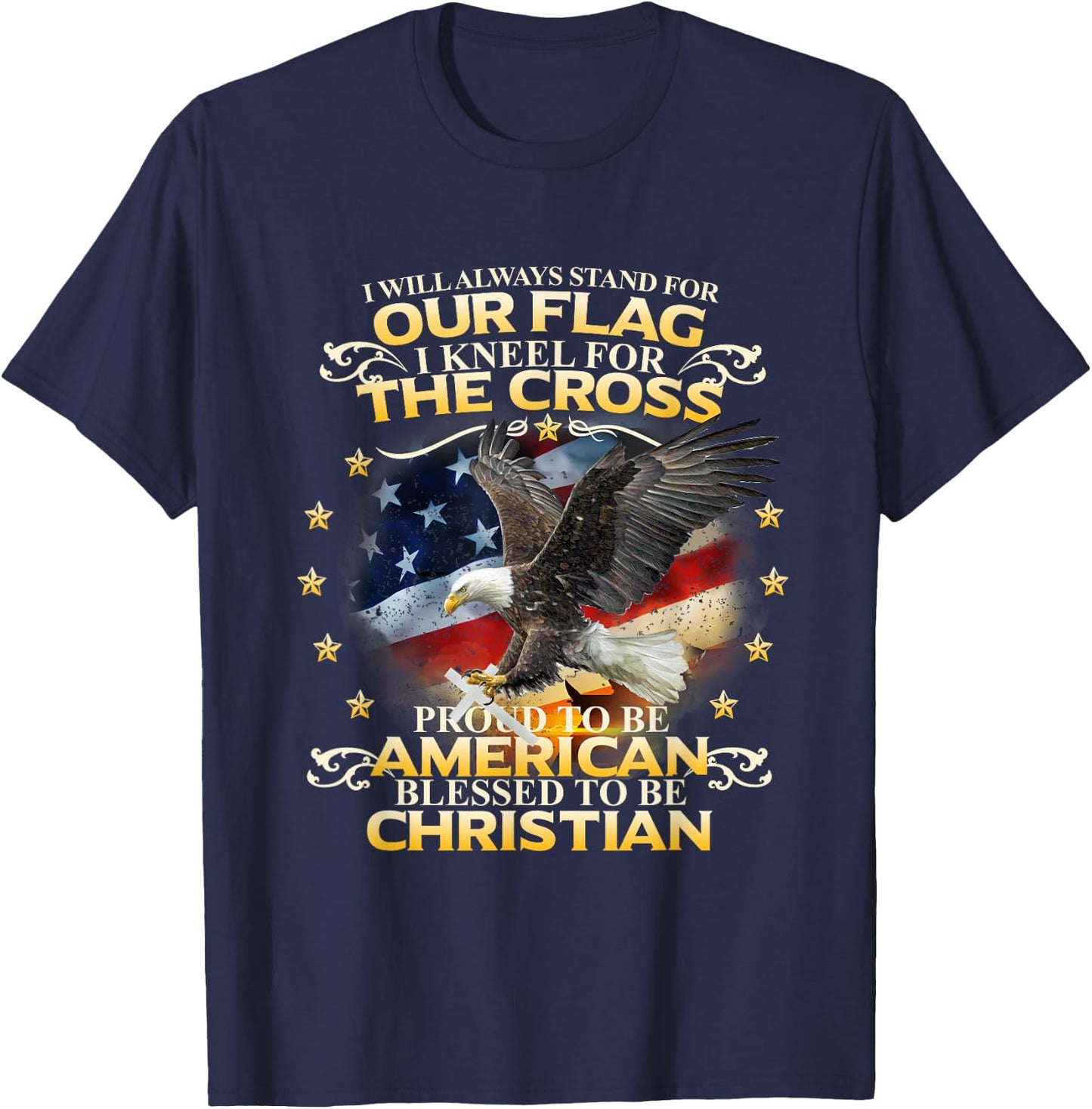 Christian Patriotic American Flag shirt Kids Men T-Shirt - T-Shirt | Navy