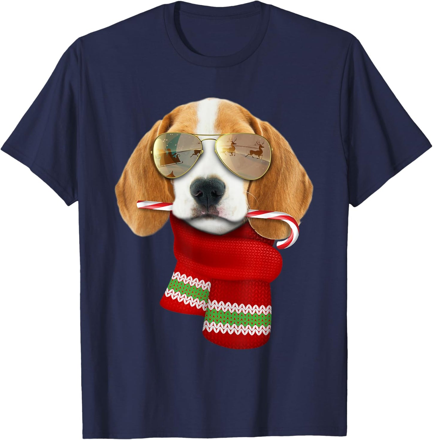 Beagle Shirt Christmas Gift Dog Lovers Puppy Sunglasses Women Kids T-Shirt - T-Shirt | Navy