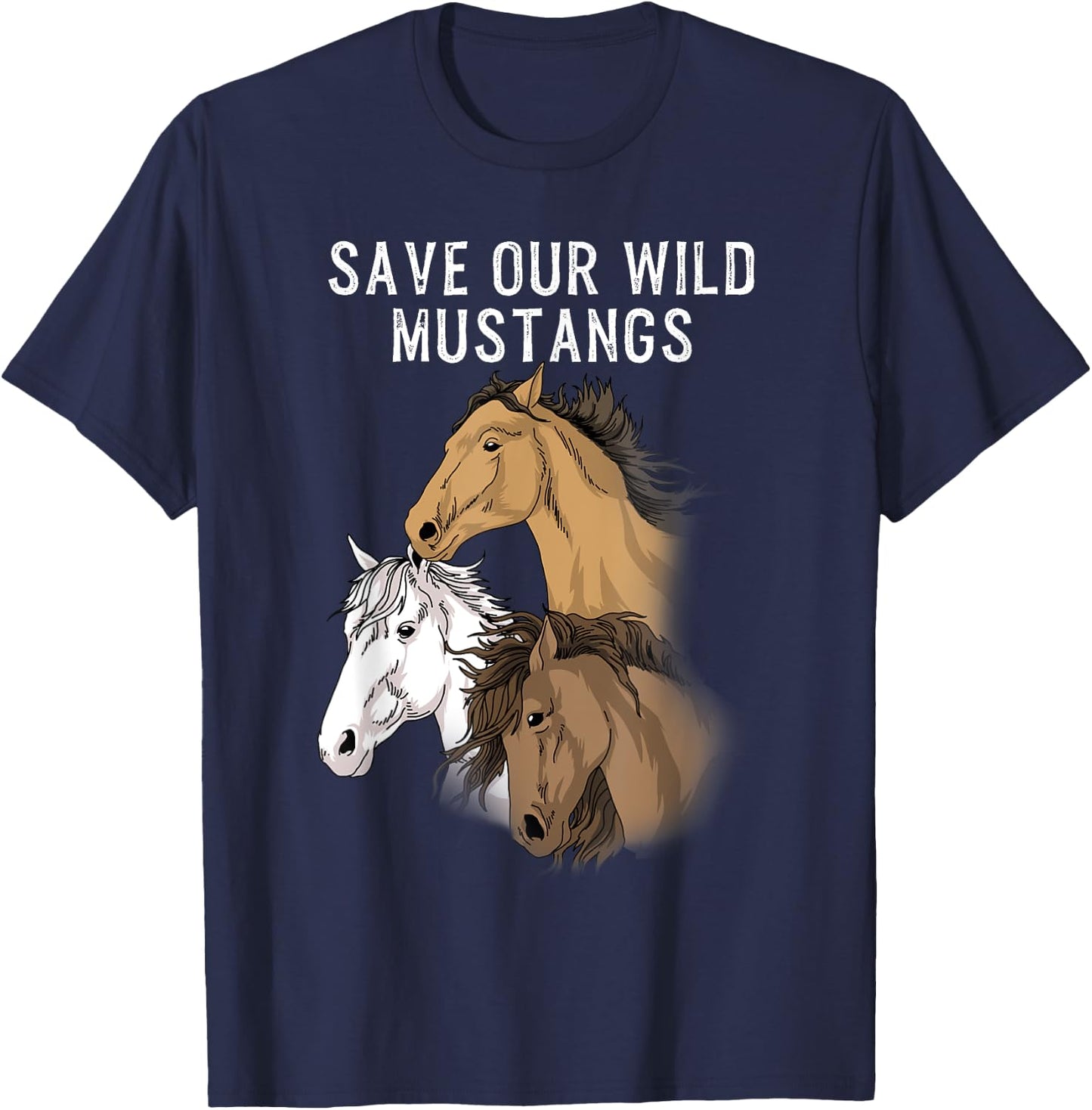 Wild Mustang Gifts Wild Horse Shirt Wildlife Preservation T-Shirt - T-Shirt | Navy