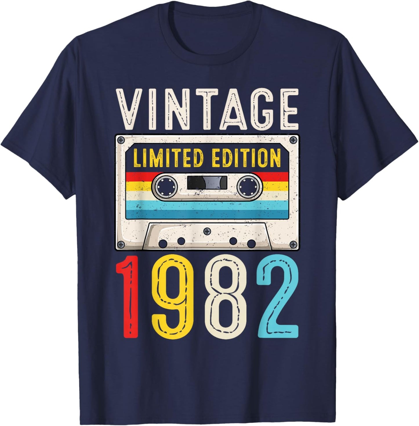 Retro 1982 Birthday Cassette Tape Classic Vintage 1982 T-Shirt - T-Shirt | Navy