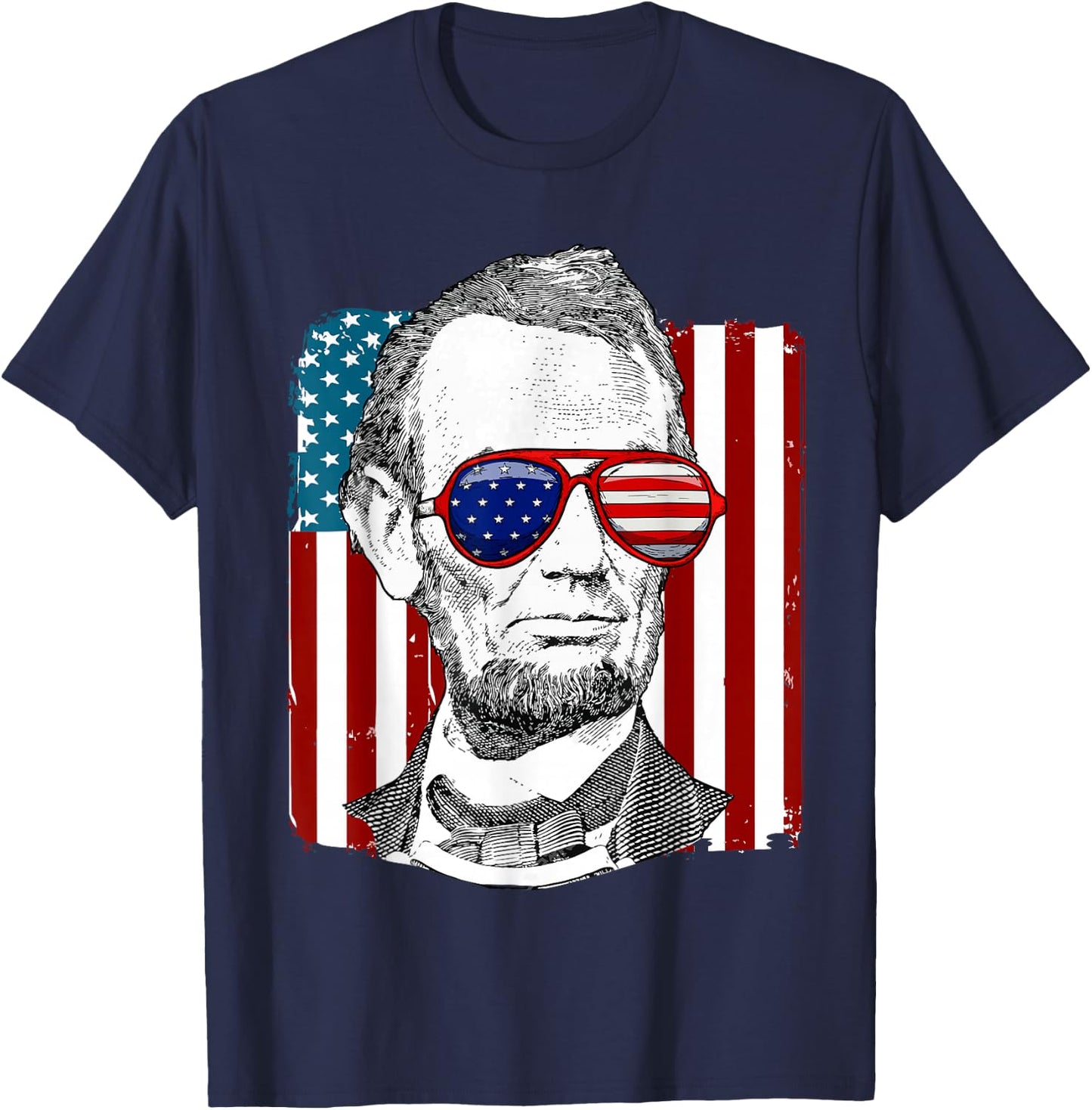 America USA Abe Lincoln 4th of July Men Boys Gift T-Shirt - T-Shirt | Navy