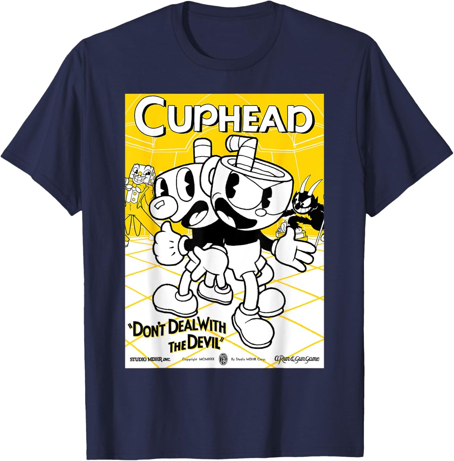 Cuphead Don't Deal With The Devil Poster T-Shirt - T-Shirt | Navy