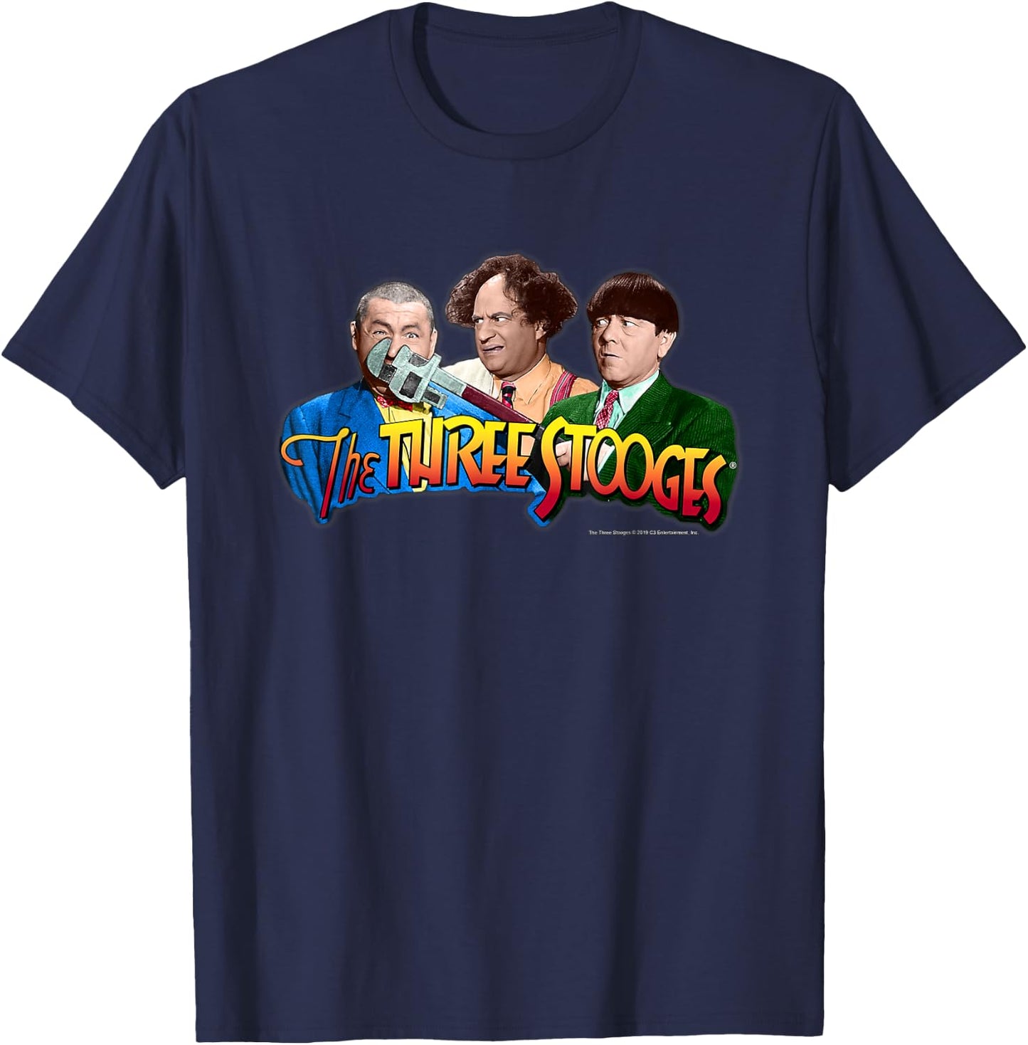 TTS- The Three Stooges: Wrench Logo T-Shirt - T-Shirt | Navy