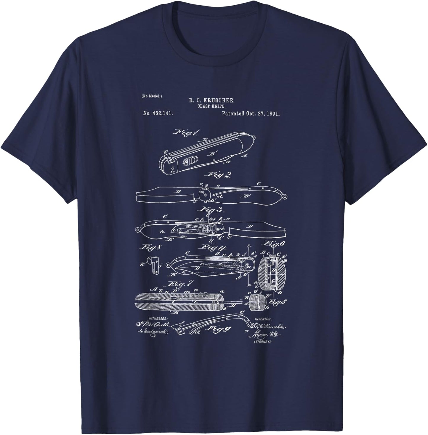 Pocket Knife Collector Vintage Patent Art T-Shirt - T-Shirt | Navy