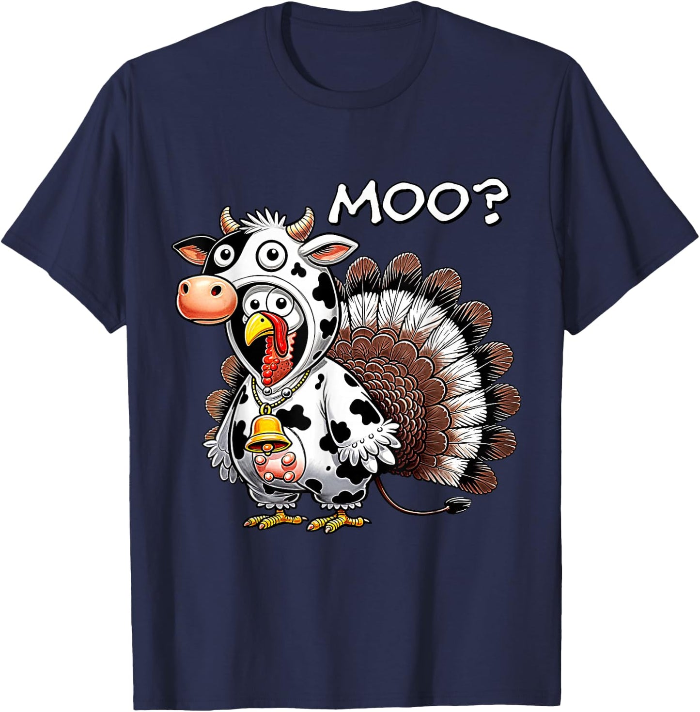 Turkey Moo Funny Turkey Men Women Boys Kids Thanksgiving T-Shirt - T-Shirt | Navy