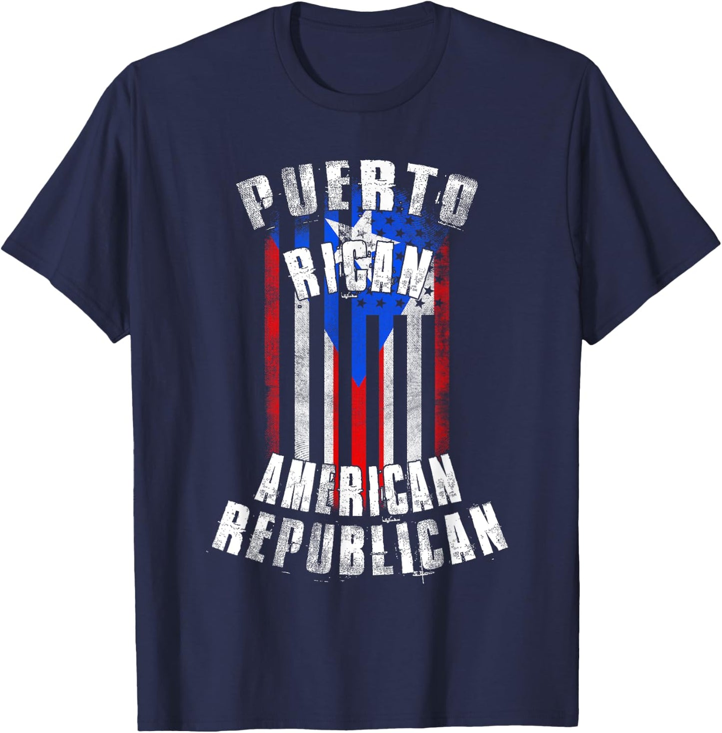 Puerto Rican American Republican - Puerto Rico and USA Flag T-Shirt - T-Shirt | Navy
