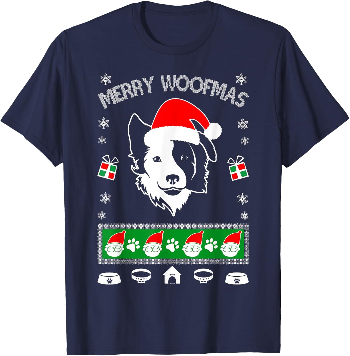 Border Collie Ugly Christmas shirt gift T-Shirt - T-Shirt | Navy