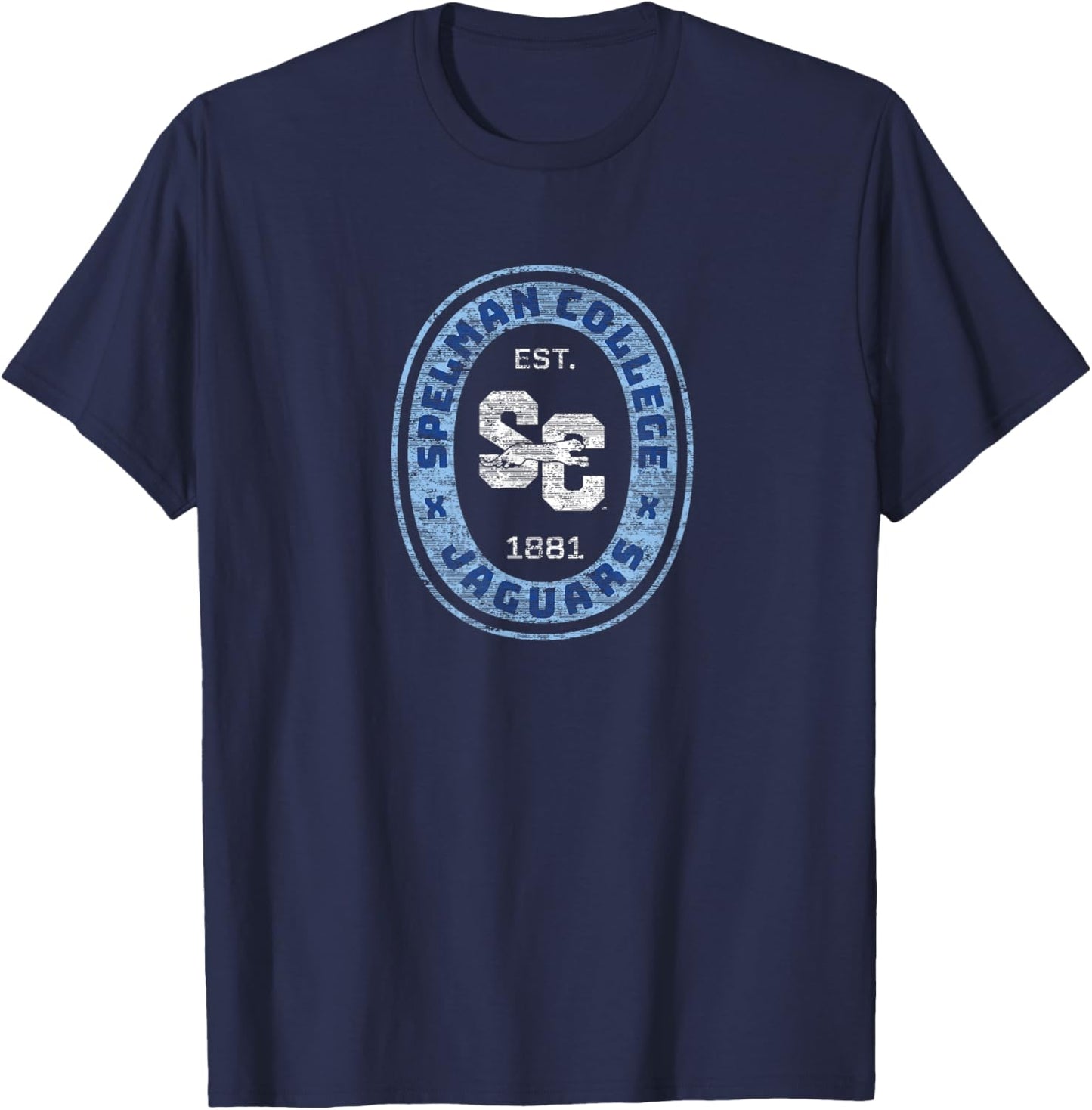 Spelman College Jaguars Retro Crest Seal T-Shirt - T-Shirt | Navy
