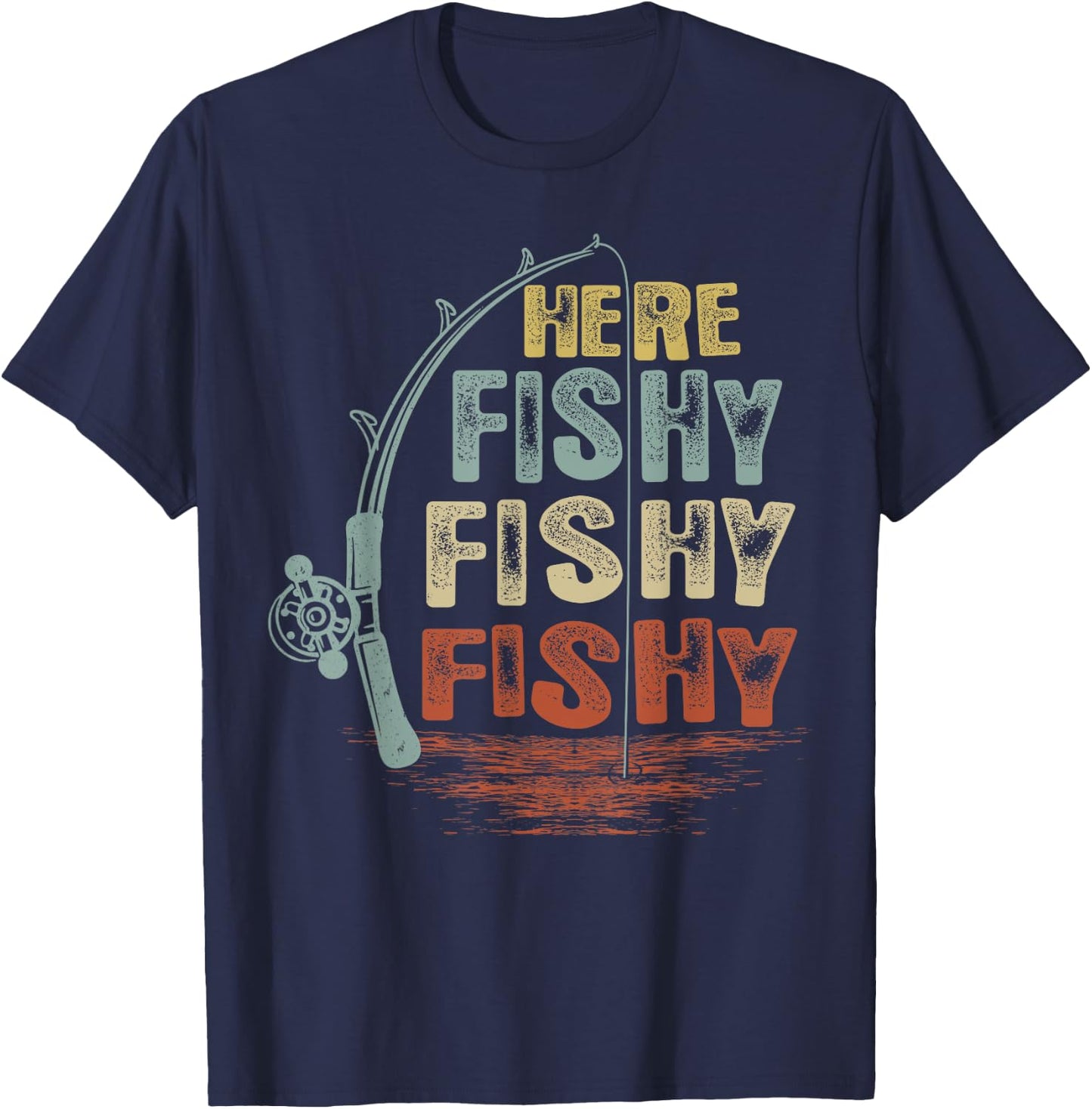 Vintage Here-Fishy Shirt Funny Fishing T-Shirt - T-Shirt | Navy