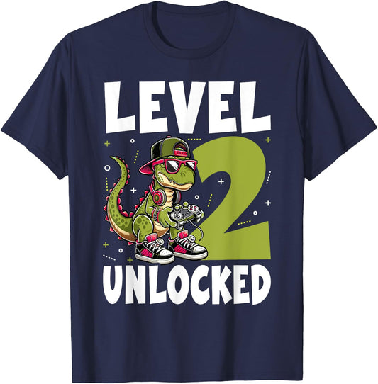 2nd Birthday Dinosaur 2 Years Old Boys T-Shirt - T-Shirt | Navy