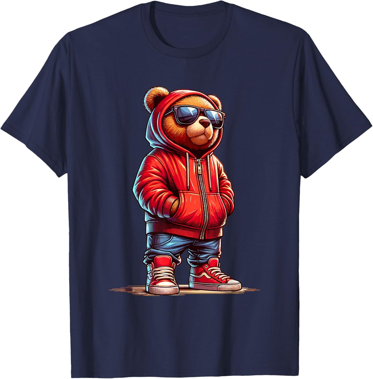 Teddy Bear Graphic Bears Cool Hip Hop Streetwear Colorful T-Shirt - T-Shirt | Navy
