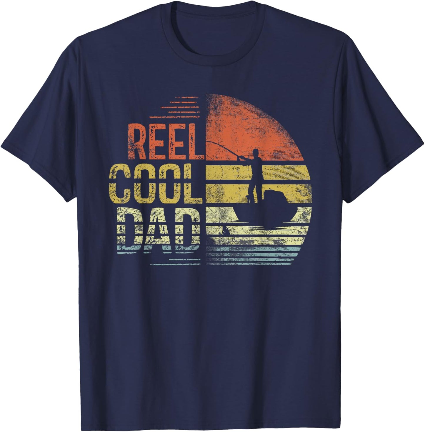 Reel Cool Dad Fisherman Daddy Father's Day Gifts Fishing T-Shirt - T-Shirt | Navy