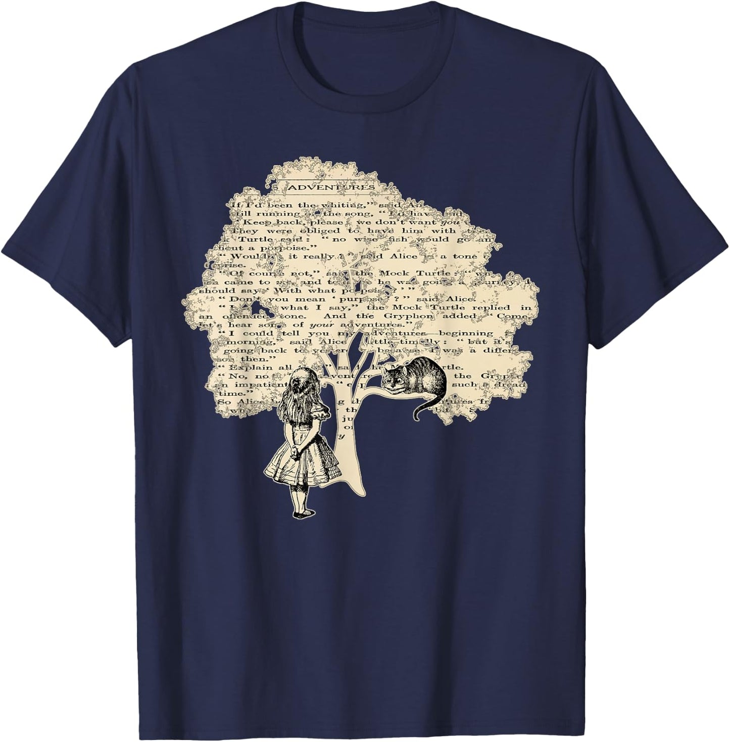 Alice In Wonderland Vintage Book T Shirt Design T-Shirt - T-Shirt | Navy