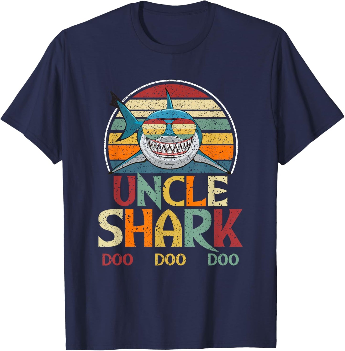 Retro Vintage Uncle Shark Gift T-Shirt - T-Shirt | Navy