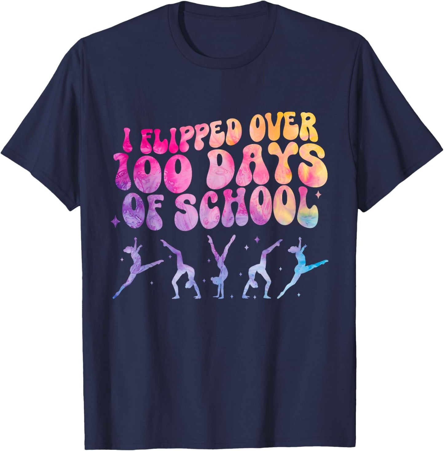 Gymnast HAPPY 100 days of school Gymnastic Tumbling T-Shirt - T-Shirt | Navy