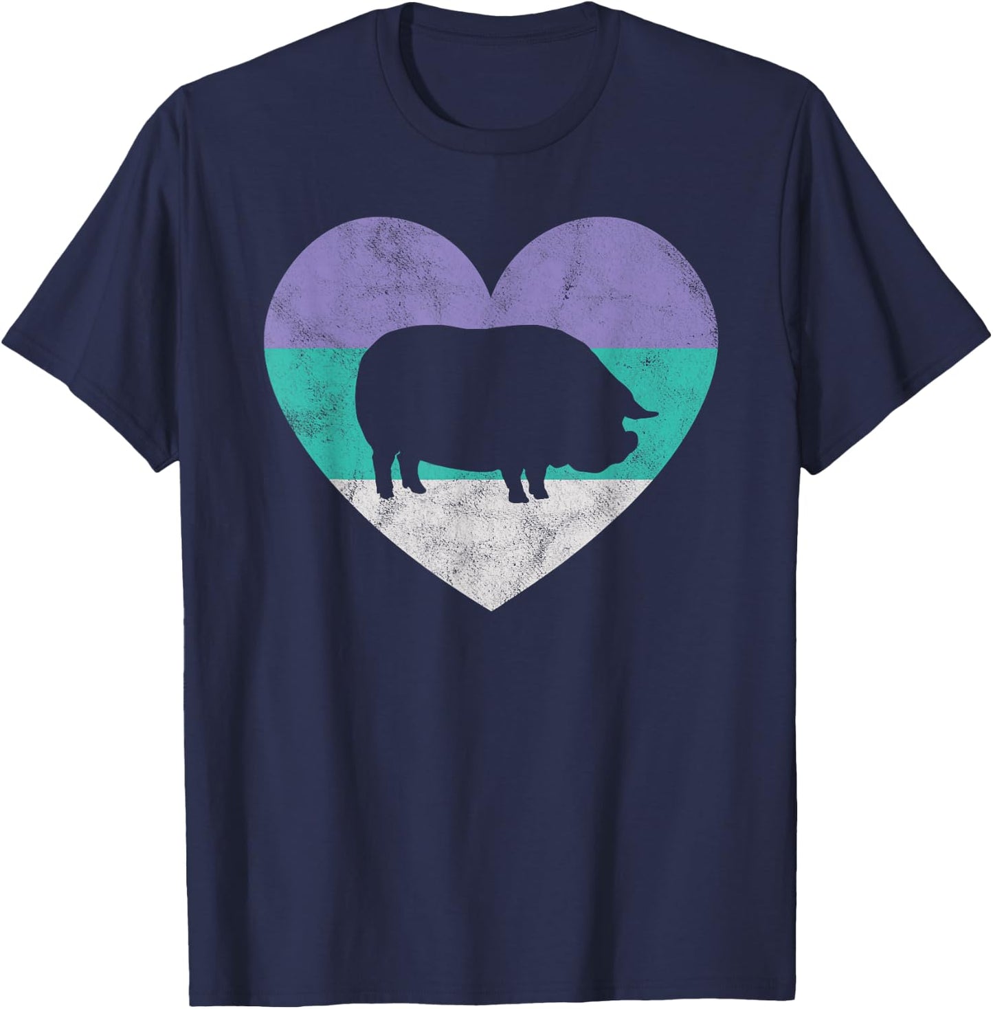 Pot Belly Pig Gift Shirt & Girls Retro Cute T-Shirt - T-Shirt | Navy