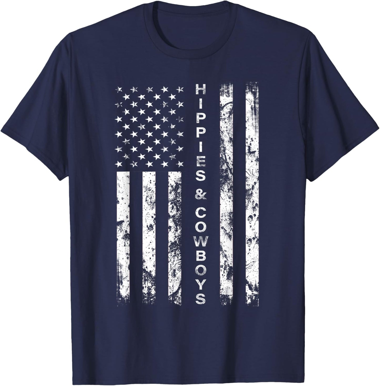 Raisin Hell with The Hippies and Cowboys - American Flag Small T-Shirt - T-Shirt | Navy