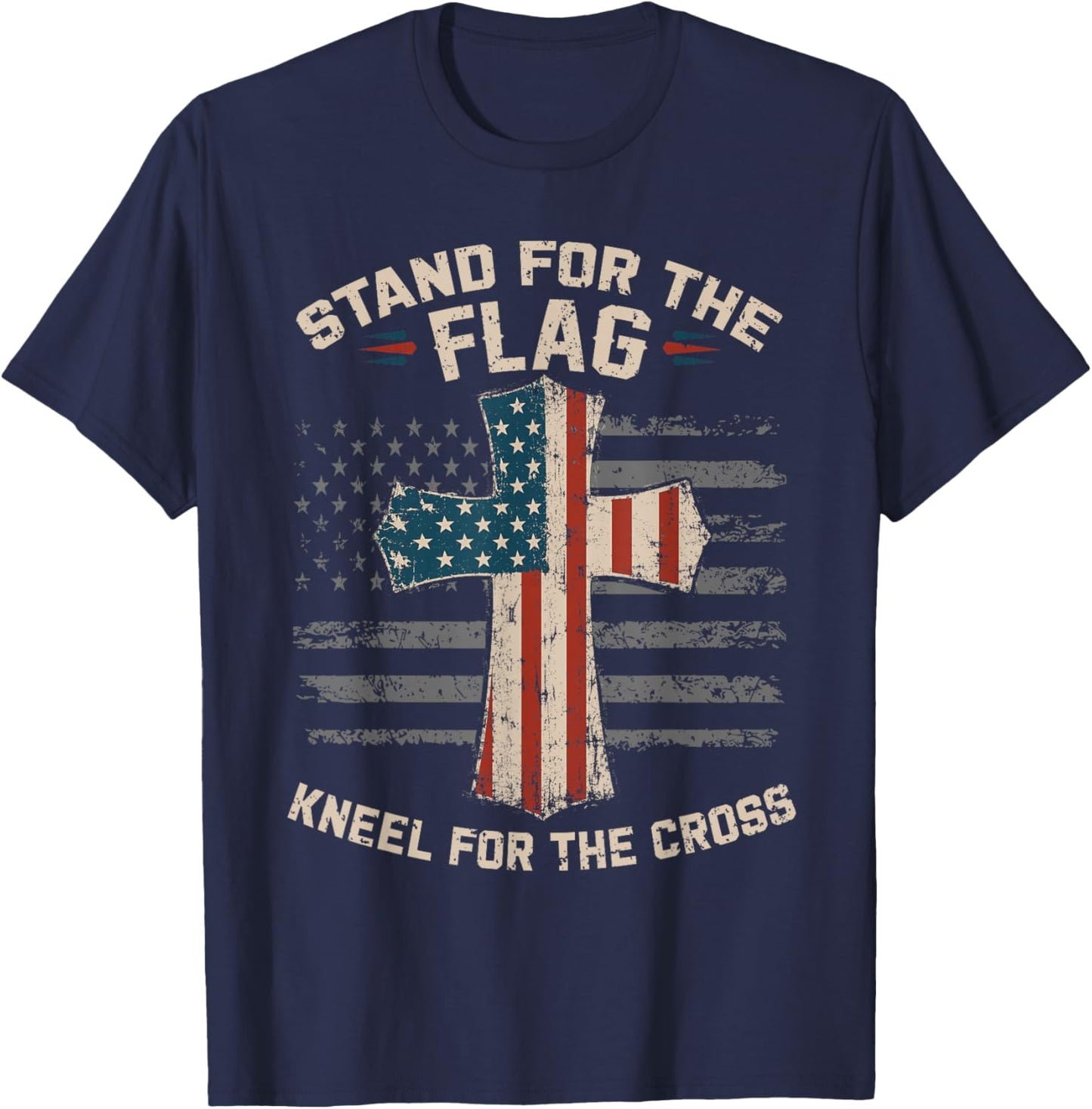 USA Flag Religious Patriotic 4th of July Christian Faith Men T-Shirt - T-Shirt | Navy