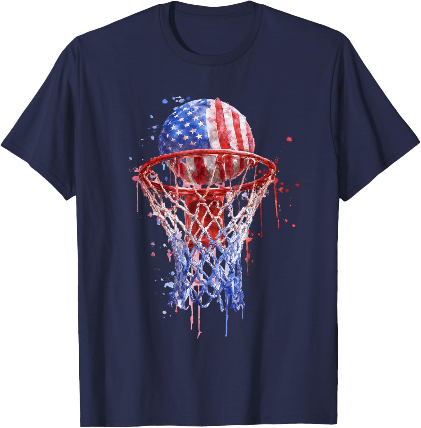 Basketball Splash Graphic Colorful Basketball Player Team T-Shirt - T-Shirt | Navy