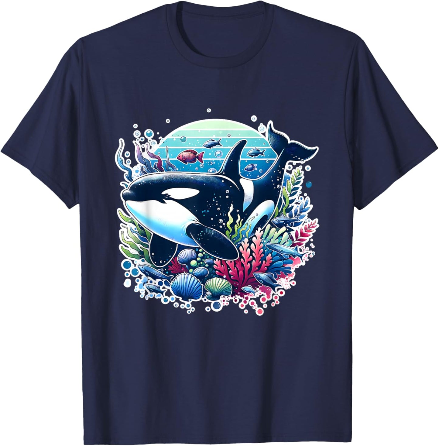 Orca Beautiful Whale Sea Animal Graphic Orca T-Shirt - T-Shirt | Navy