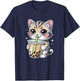 Cute Cat Bubble Tea Kawaii Anime Boba Lover T-Shirt - T-Shirt | Navy