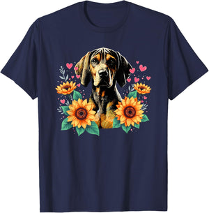 Sunflowers Plott Hound T-Shirt - T-Shirt | Navy