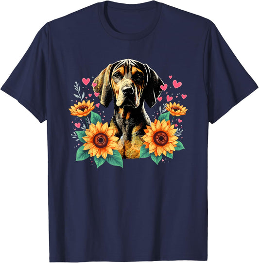 Sunflowers Plott Hound T-Shirt - T-Shirt | Navy