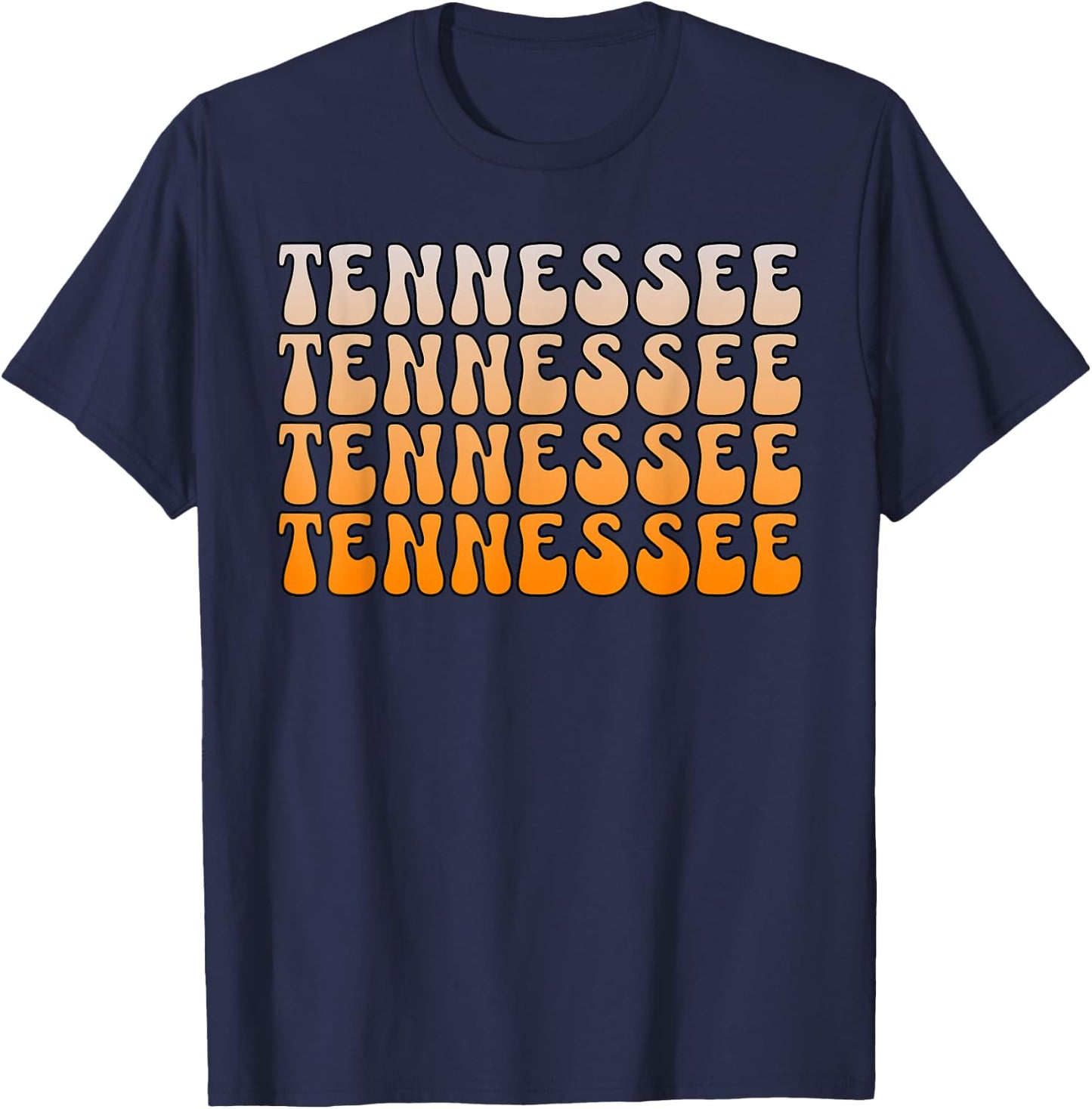 Retro TN Orange Print Varsity Tennessee T-Shirt - T-Shirt | Navy