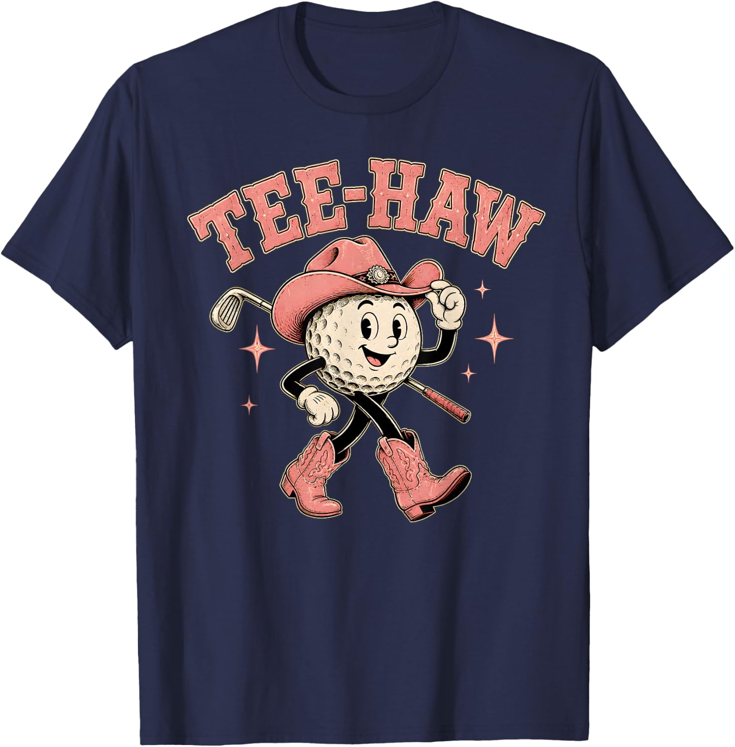 Haw Golf Ball Western Cowgirl Golfer Cowboy Golfing Girl T-Shirt - T-Shirt | Navy