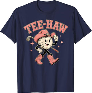 Haw Golf Ball Western Cowgirl Golfer Cowboy Golfing Girl T-Shirt - T-Shirt | Navy