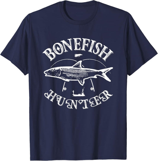 Bonefish Hunter Fishermans Fishing Lovers T-Shirt - T-Shirt | Navy