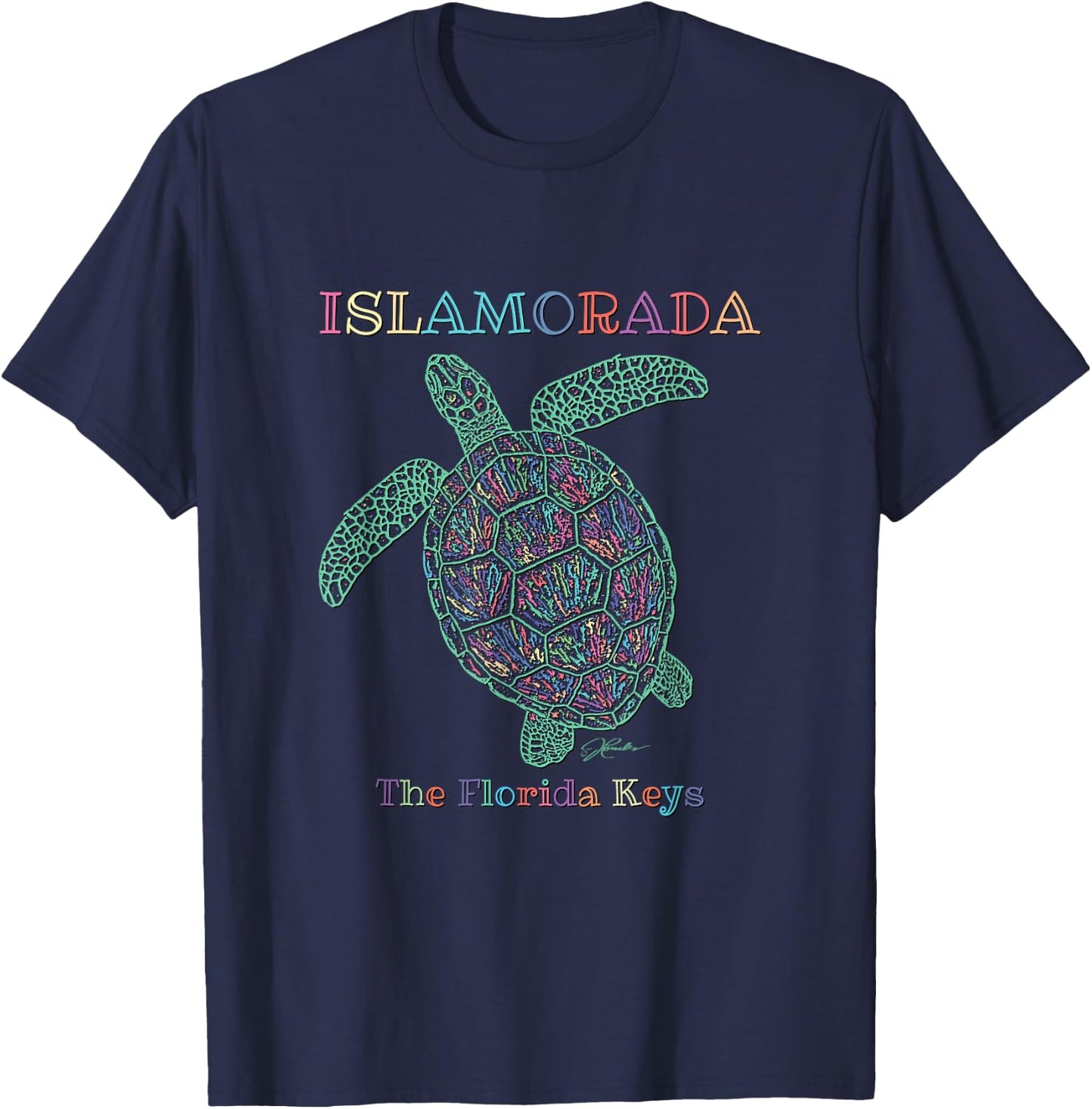 JCombs: Islamorada, The Florida Keys, Sea Turtle T-Shirt - T-Shirt | Navy