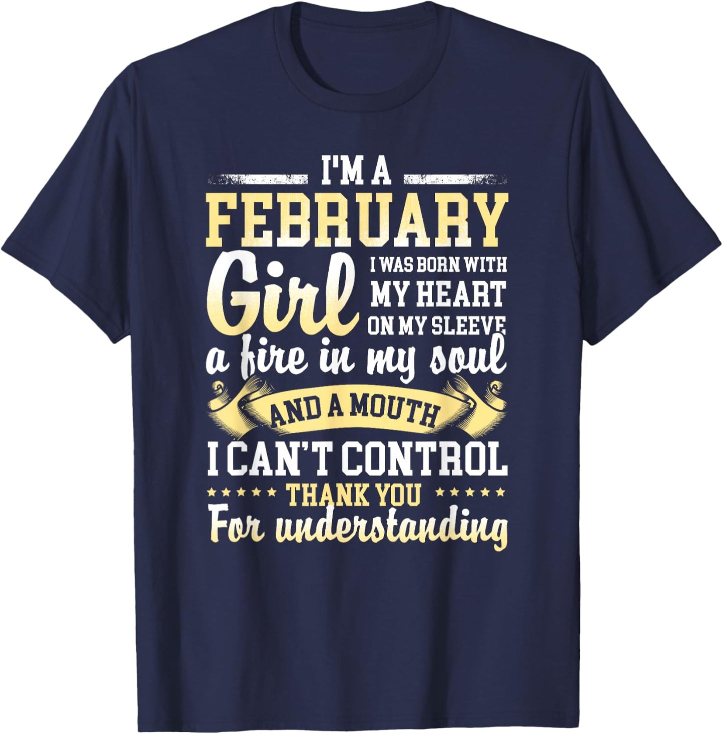 I Am A February Girl Born In February Gift Shirts T-Shirt - T-Shirt | Navy