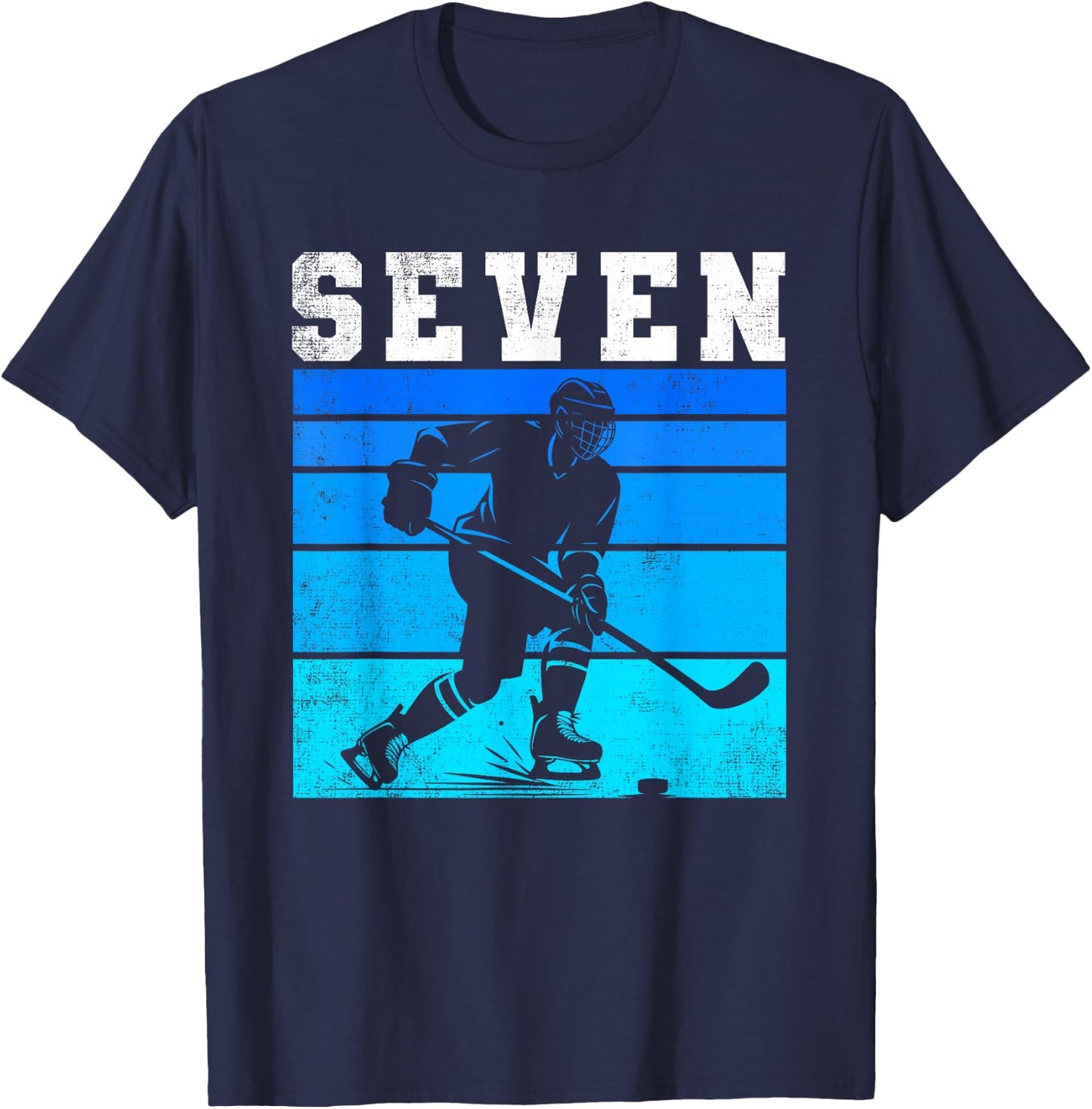 7th Birthday Ice Hockey Boys Seven Hockey Birthday Party T-Shirt - T-Shirt | Navy