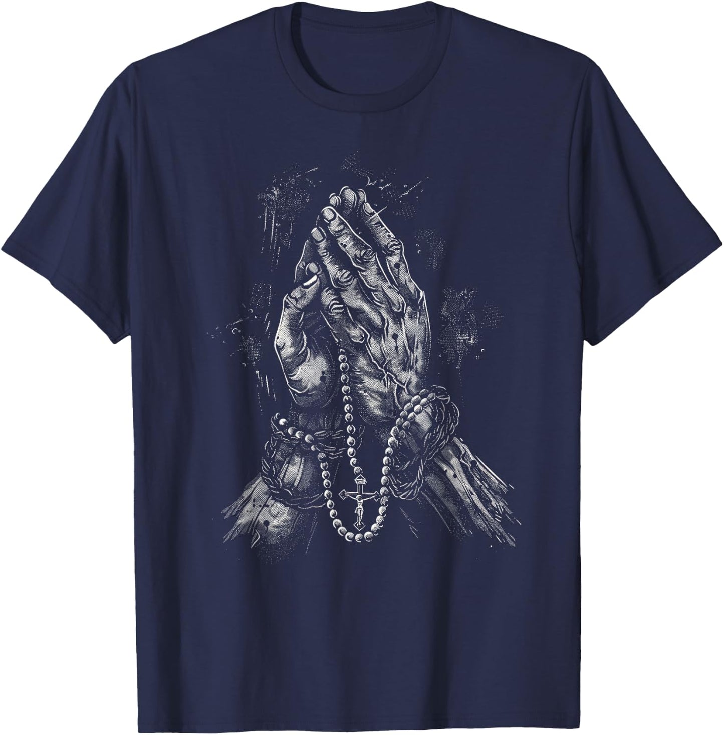 Christianity Praying Hands Rosary Praying hands T-Shirt - T-Shirt | Navy