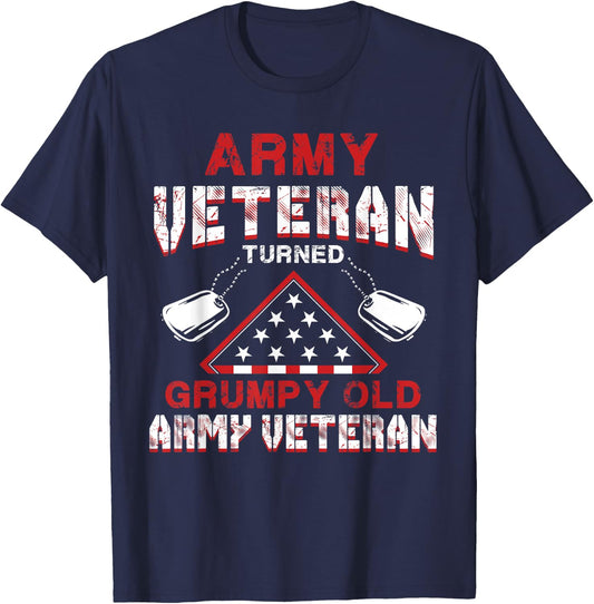 Grumpy Old Army Veteran Funny Patriotic Vet T Shirt T-Shirt - T-Shirt | Navy