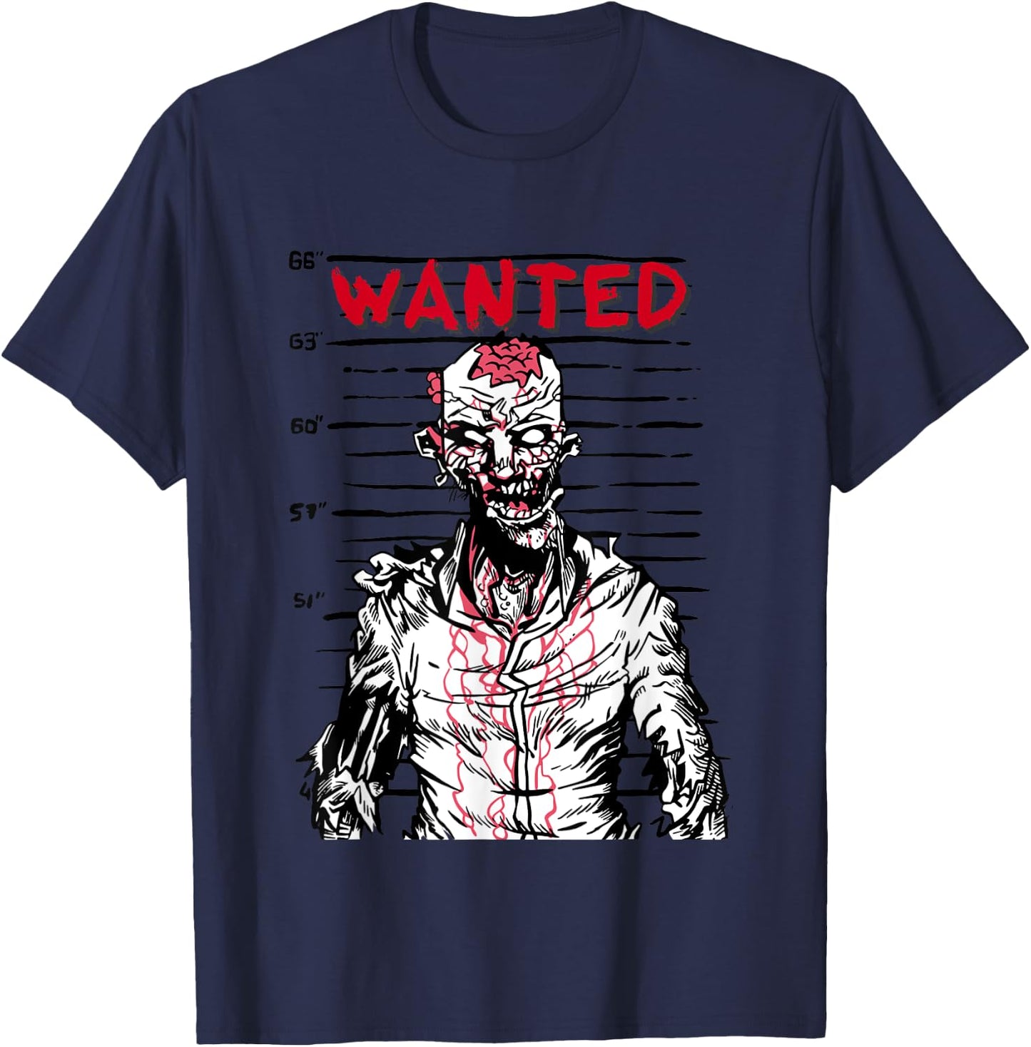 "Scary zombie wanted on Halloween" for horror movie fan T-Shirt - T-Shirt | Navy