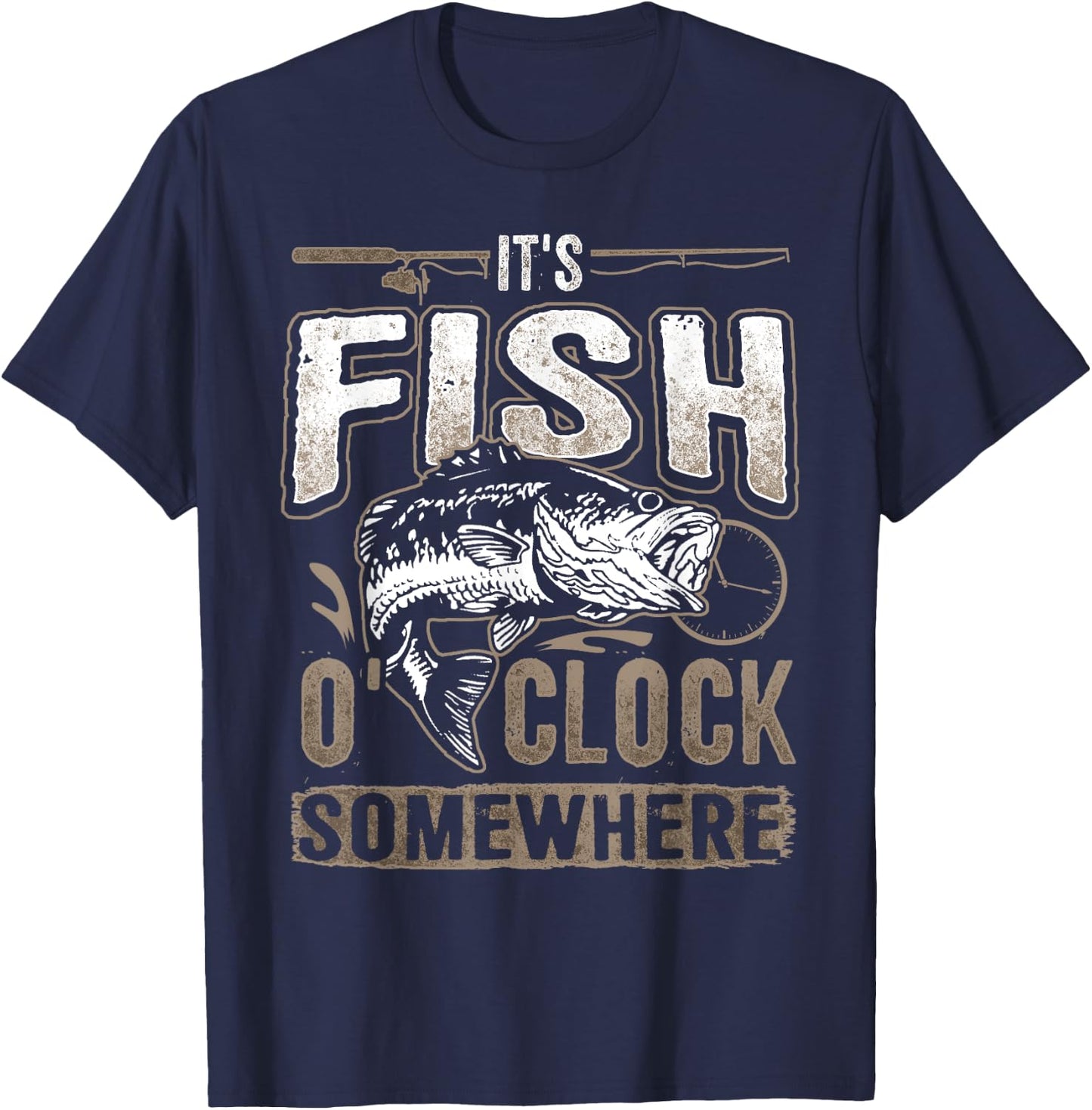 It's Fish O'clock Somewhere-Funny Fishing T-Shirt - T-Shirt | Navy