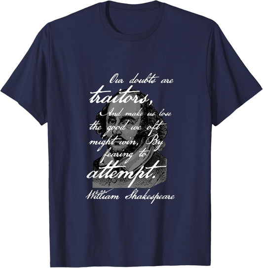 Shakespeare’s Quote in Handwriting Style Calligraphy Vintage T-Shirt - T-Shirt | Navy