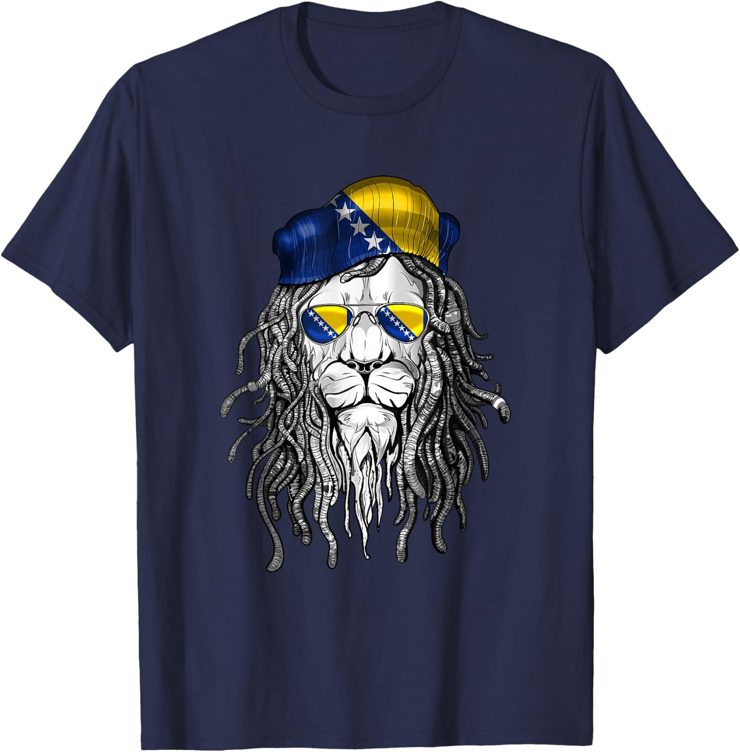 Bosnian and Herzegovinian Flag Biker Bosnia Herzegovina T-Shirt - T-Shirt | Navy