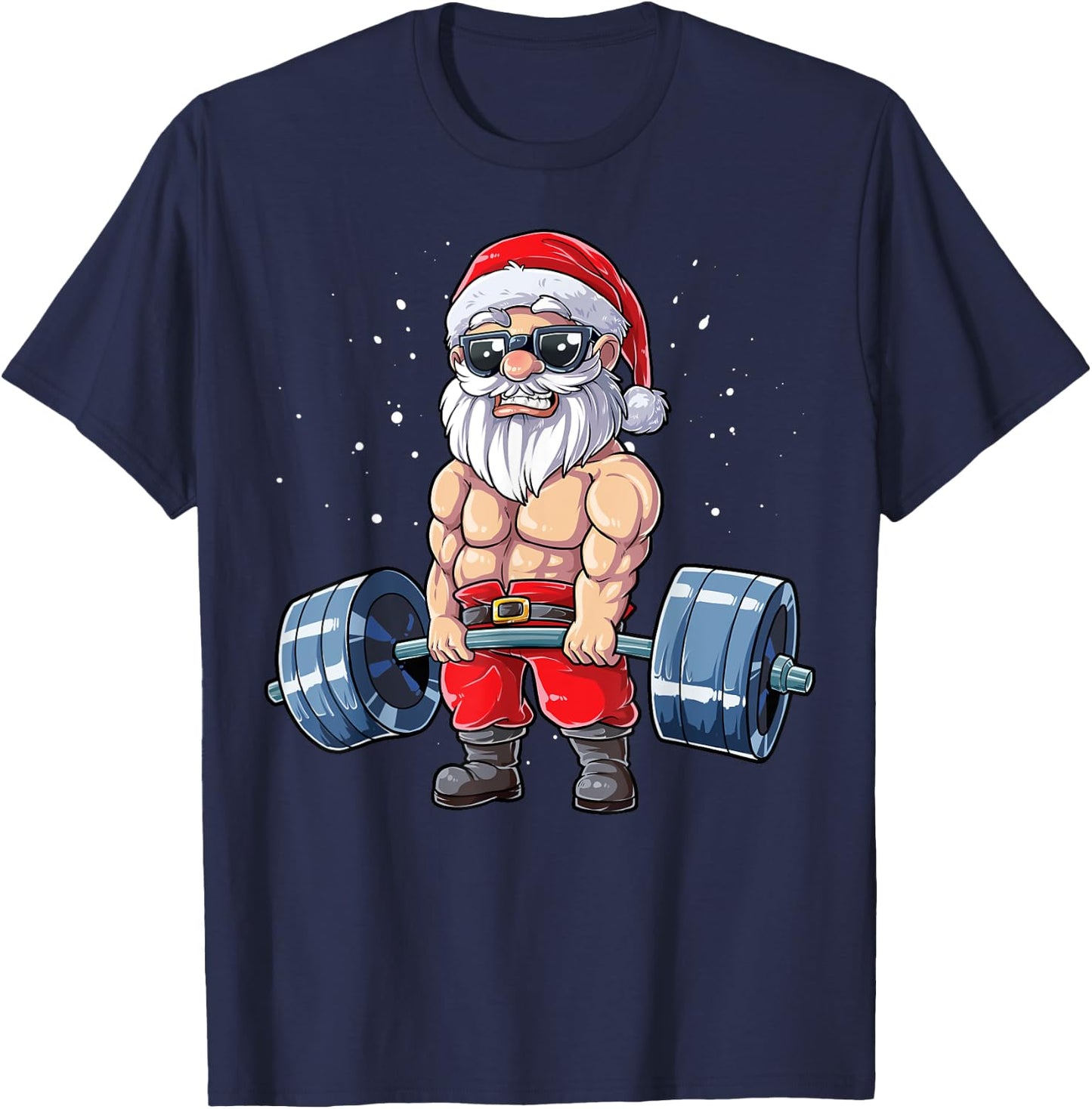 Santa Weightlifting Christmas Fitness Gym Deadlift Xmas Men T-Shirt - T-Shirt | Navy