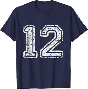 Jersey Number 12 Twelve Football Number Sport Gift T-Shirt - T-Shirt | Navy