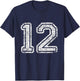 Jersey Number 12 Twelve Football Number Sport Gift T-Shirt - T-Shirt | Navy
