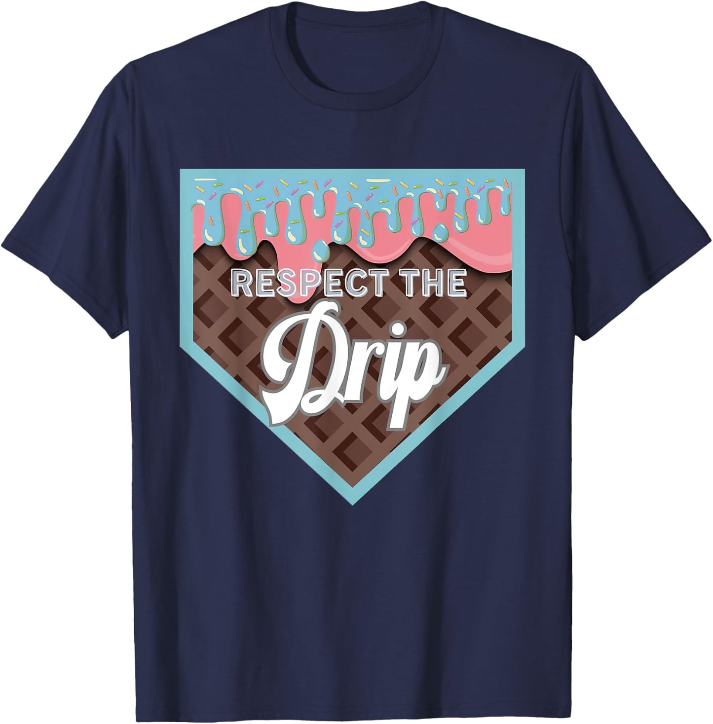 Baseball Home Plate Drip for Boys Ice Cream Spinkle T-Shirt - T-Shirt | Navy