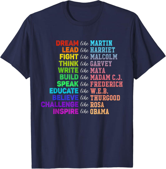 Juneteenth Dream Like Leaders African Afro Black Men Women T-Shirt - T-Shirt | Navy