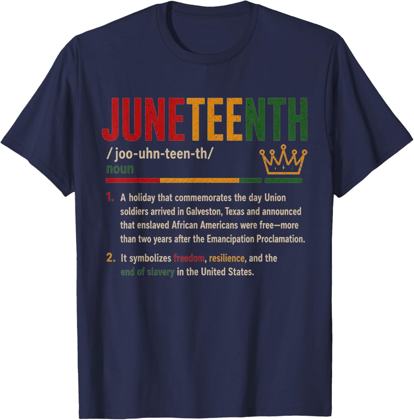 Juneteenth Definition Noun Freedom Day Education T-Shirt - T-Shirt | Navy