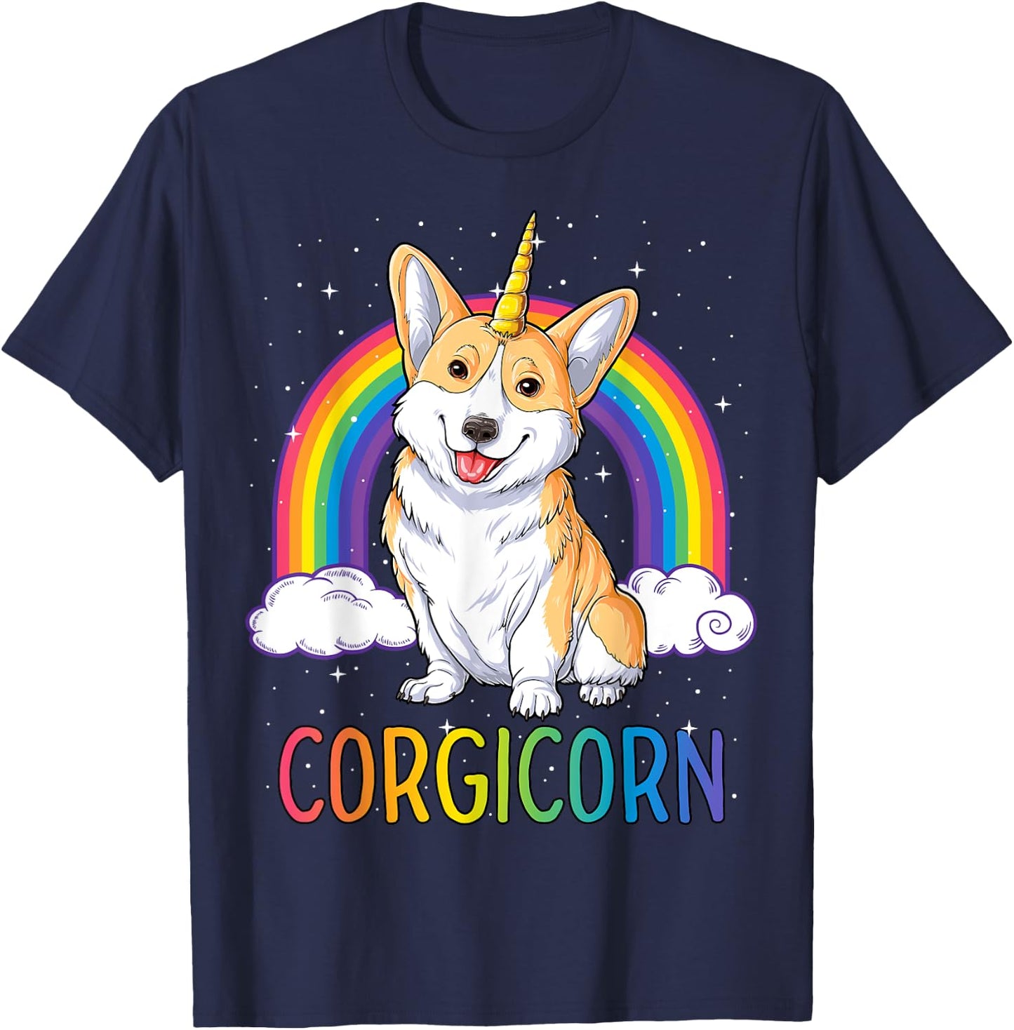 Corgicorn Corgi Unicorn T shirt Girls Space Galaxy Rainbow T-Shirt - T-Shirt | Navy