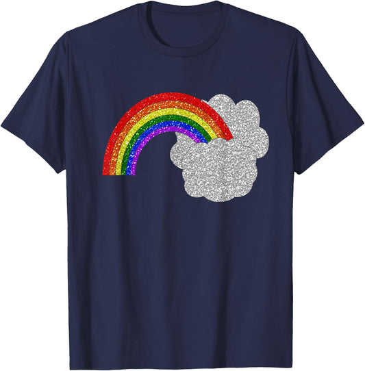 Retro Rainbow in Clouds Shirt 80's Vintage Old School T-Shirt - T-Shirt | Navy