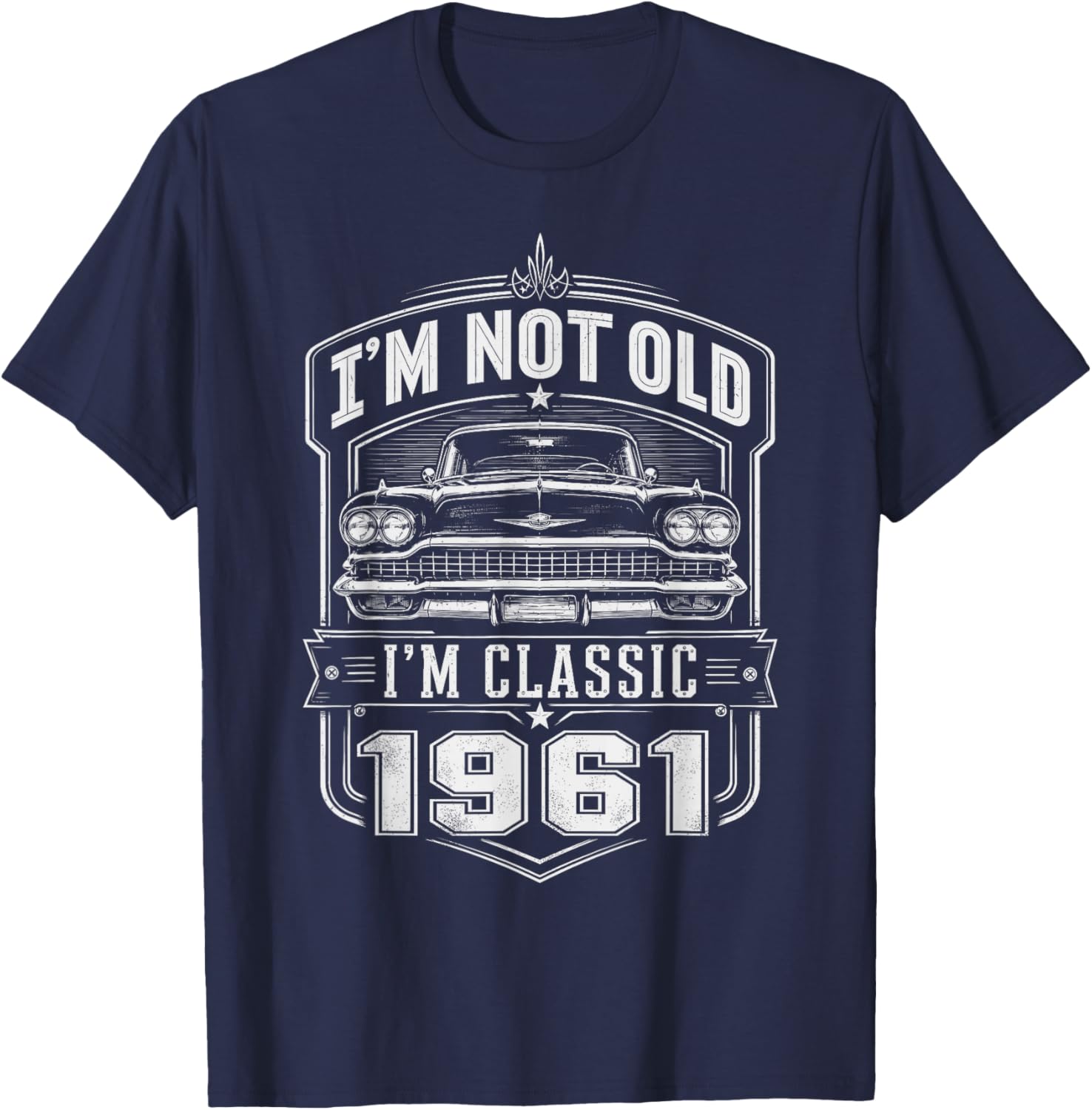 65 Year Old Gifts Men Vintage 1961 Classic Car 65th Birthday T-Shirt - T-Shirt | Navy