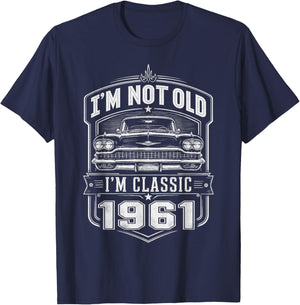 65 Year Old Gifts Men Vintage 1961 Classic Car 65th Birthday T-Shirt - T-Shirt | Navy